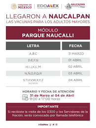 Este es el calendario de aplicación de las vacunas contra coronavirus en méxico. Gobierno Gobierno Municipal De Naucalpan De Juarez