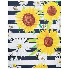 Bee Flower Striped Canvas Wall Decor