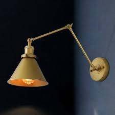Lnc 1 Light Modern Hand Painted Gold Wall Lamp Adjustable Plug In Wall Sconce With Swing Arm A03468 The Home Depot