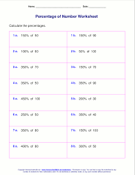 Free Printable Percentage Of Number Worksheets