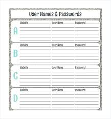 Name Password Log Template Excel Neerja Co