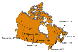 map of main canadian cities