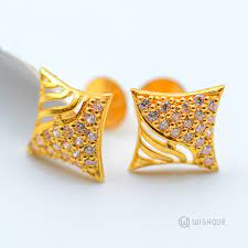 22kt gold square earring set wishque