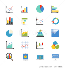 Business Chart And Graph Flat Icons Color Stock