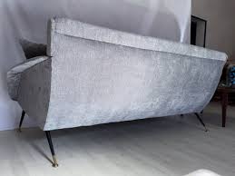 mid century italian sofa 3 seat in grey