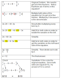 Algebraic Equations Chart Solving Algebra Equations With
