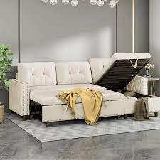 Velvet Sectional Sleeper Sofa Bed With