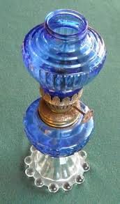 Vintage Miniature Oil Lamp Cobalt Blue