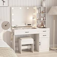 Fameill Vanity Desk With Lighted Mirror