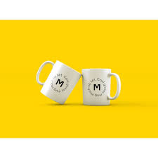 two mugs on yellow background mock up