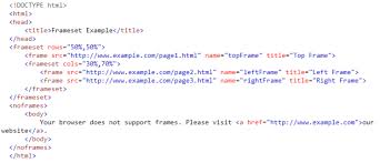 frames and framesets html s