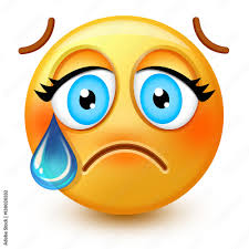 3d sad emoji with a single tear running