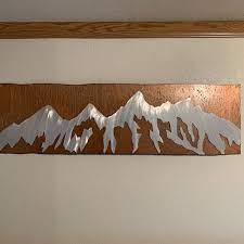 Wyoming Mountain Art Rustic Metal Wall