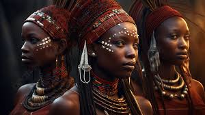 african women with ethnic makeup and