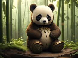 cute panda with bamboo background
