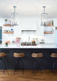 decorate floating shelves in a kitchen