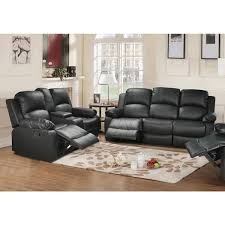 black leather living room set