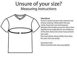 Shirt Size Charts For Our Custom Printed T Shirts