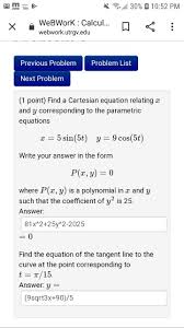 Cartesian Equation Relating And Yy