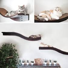 Lotus Branch Cat Shelf Curved Wooden