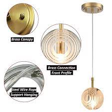 Modern Gold Round Crystal Pendant Light Glass Globe Pendant Lights Kitchen Island