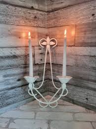 Vintage Shabby Chic White Metal Candle