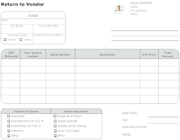 Return To Vendor Form Template Vendor Application Form Template