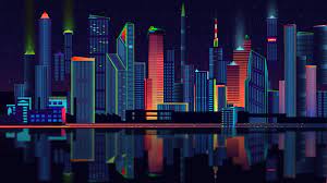 2D City Vector Panorama 4K wallpaper ...