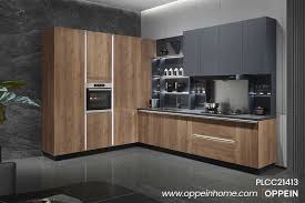modern l shaped oak wooden kitchen cabinet