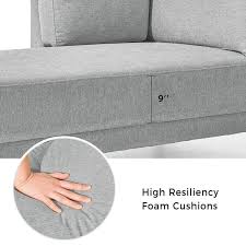 65 In Gray Modern Fabric Chaise Lounge Couch For Bedroom Left Armrest