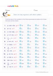 Math Equations Worksheets With