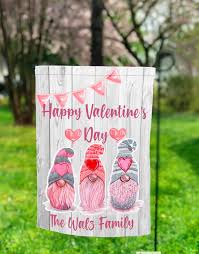 Pink Gnome Valentine Garden Flag Png