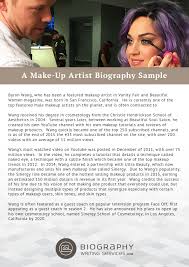 writing a make up artist biography