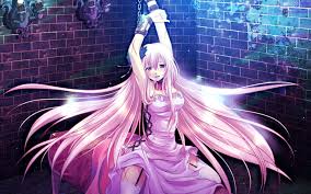 Anime girls are known for having the craziest hair colors. Pink Anime Girl Wallpaper