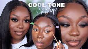 cool tone makeup look on dark skin