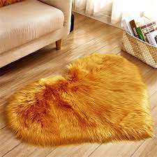 golden heart faux fur rug luxury