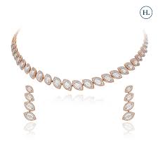 elegant leaves diamond necklace set