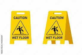 wet floor caution sign isolated on