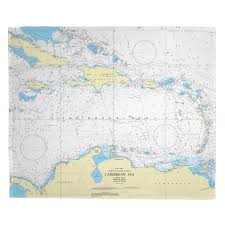 Caribbean Sea Nautical Chart Blanket