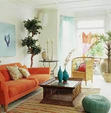 airy and fun living room orange blue