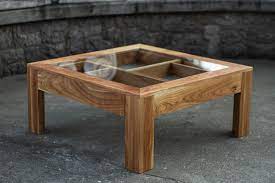 Glass And Wood Coffee Table With