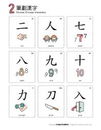 2 strokes chinese characters chart