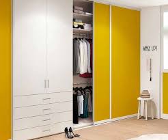 yellow small bedroom sliding wardrobe