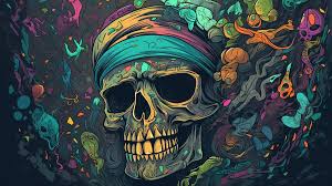 skulls on a dark background