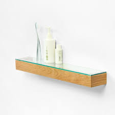Natural Oak Bathroom Shelf With Glass
