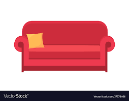 Red Sofa Isolated On White Icon For