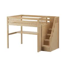 loft bed queen size natural finish