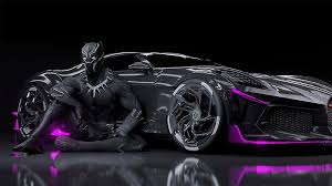 black panther is sitting in car