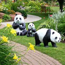 Panda Family Resin Sculpture