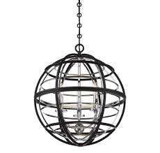 Savoy House Vega Globe Pendant Light In Black Chrome